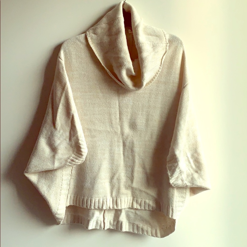Cream Colored Poncho Sweater, Size M